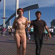 European Cutie Made to Jack off a Stranger and Walk Through the Streets With his cum on her Face